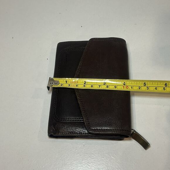 FOSSIL WOMENS Brown Soft LEATHER WALLET SNAP CLOSE ZIPPER POCKET - Picture 9 of 9